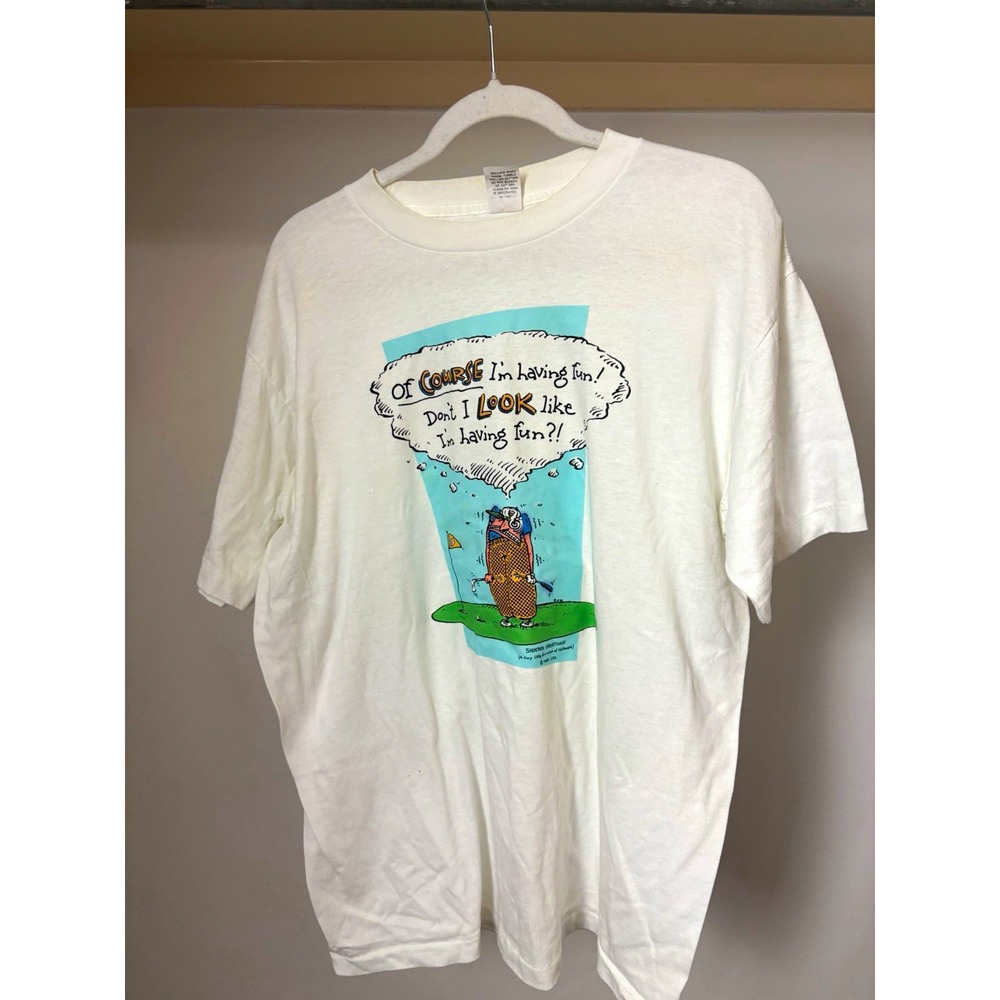 Shoebox Greetings Funny Golf Graphic T-Shirt White Crew Neck Mens XL Hallmark